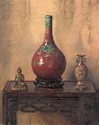 Hubert Vos Red Chinese Vase France oil painting artist